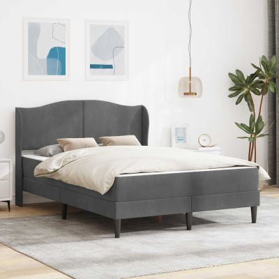 vidaXL Rám postele s čelnou doskou Tmavosivá 160 x 200 cm Zamat