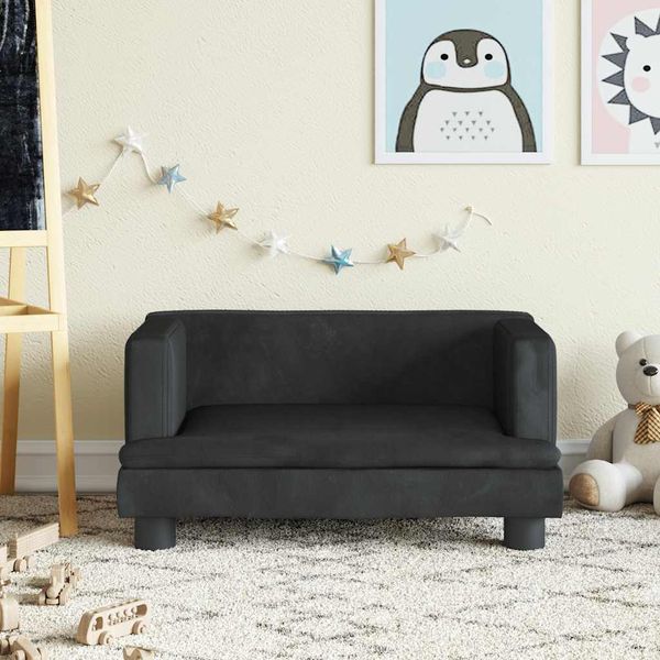 vidaXL Detská pohovka čierna 60x40x30 zamat