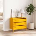 vidaXL Komoda horčicovožltá 68x39x58,5 cm oceľ valcovaná za studena