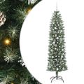 vidaXL Umelý chudý vianočný strom Zelená a biela 210 cm