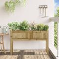 vidaXL Záhradný kvetináč s nohami 110x31x70 cm impregnovaná borovica
