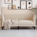 vidaXL Kreslo Chesterfield, 2-miestne, ľan