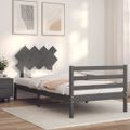 vidaXL Rám postele s čelom sivý 100x200 cm masívne drevo