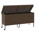 vidaXL Záhradný úložný box s kolieskami Hnedý 160x55x75 cm Poly Rattan