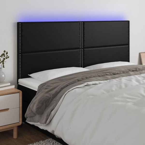 vidaXL Čelo postele s LED čierne 200x5x118/128 cm umelá koža