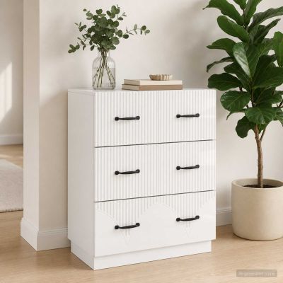 vidaXL Zásuvkový kabinet Biela s vysokým leskom 66 x 34,5 x 87 cm