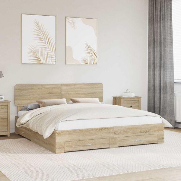 vidaXL Rám postele Sonoma dub 200 x 200 cm Kompozitné drevo