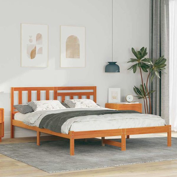 vidaXL Rám postele Včelí hnedý 140 x 190 cm Masívne borovicové drevo
