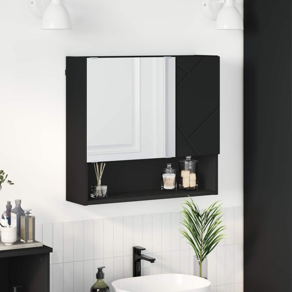 vidaXL Zrkadlová skrinka Čierna 59 x 17 x 55 cm Kompozitné drevo