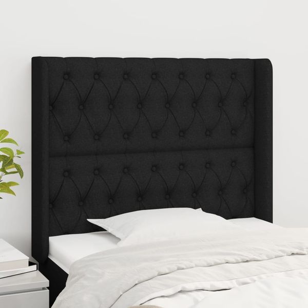 vidaXL Čelo postele so záhybmi čierne 103 x 16 x 118/128 cm látka