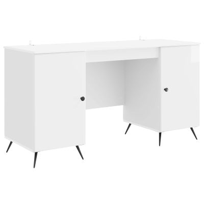 vidaXL Stôl Biela s vysokým leskom 142,5 x 50 x 75 cm Kompozitné drevo