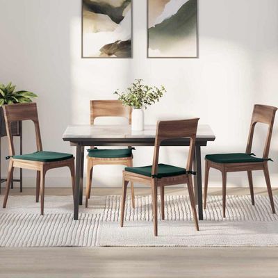 vidaXL Vankúše na sedenie 4 pcs Tmavozelená 40 x 40 x 3 cm Zamat