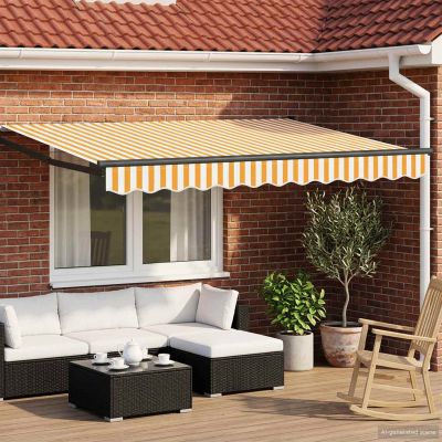 vidaXL Sklopná markíza Žltá a biela 3 x 2 m Polyester a kov