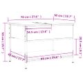 vidaXL Konferenčný stolík sivý sonoma 70x50x50 cm kompoz. drevo a kov