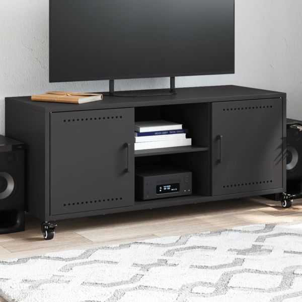 vidaXL TV skrinka čierna 100,5x39x43,5 cm oceľ