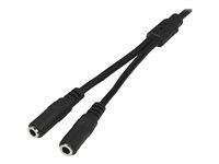 Slim Audio Splitter Y Cable and Headphone Extender - Male to 2x Female AUX Cable (MUY1MFFS) - Audio separátor - mini-phone stereo 3,5 mm s pínmi (samec) do mini-phone stereo 3,5 mm so zdierkami (samica) - 20 cm - čierna - pre P/N: MU15MMS, MU6MMS