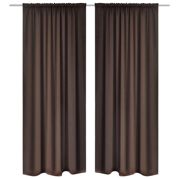 130372 2 pcs Brown Slot-Headed Blackout Curtains 135 x 245 cm