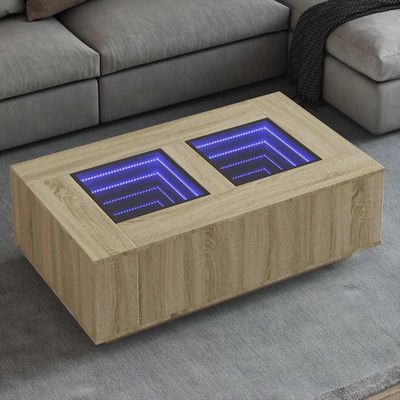 vidaXL Konferenčný stolík s nekonečnými LED dub sonoma 116x69x40 cm