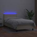 vidaXL Boxspring posteľ s matracom a LED krémová 100x200 cm umelá koža