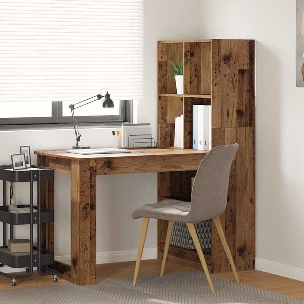 vidaXL Stôl s poličkou Staré drevo 122 x 67 x 145 cm Kompozitné drevo