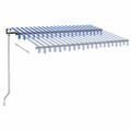 vidaXL Automatická markíza, LED a senzor vetra 300x250 cm, modrá/biela