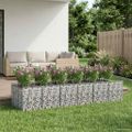 vidaXL Gabiónová vyvýšená posteľ 2 ks 300 x 100 x 60 cm Strieborná