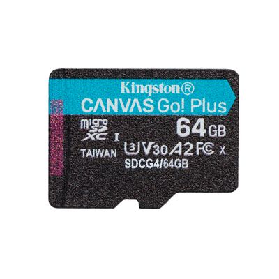 Kingston memory card 64GB microSDXC Canvas Go Plus Gen4 200MB/s A2 U3 V30 + adapter