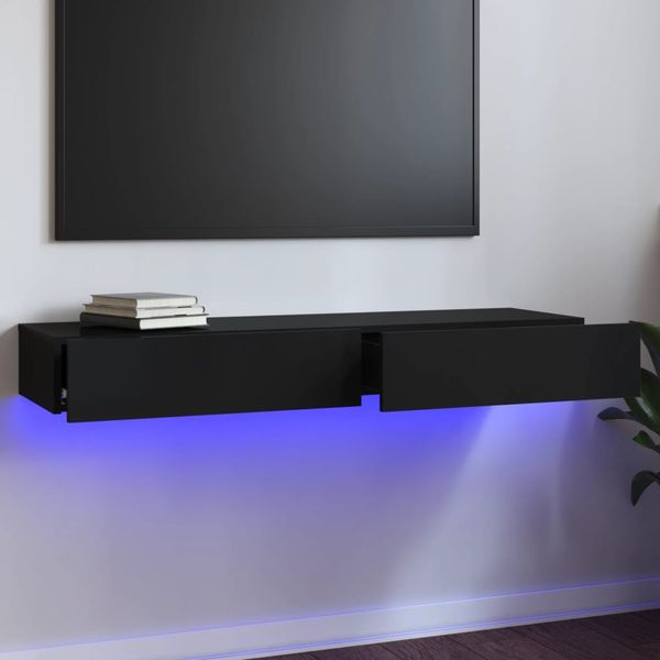 vidaXL TV skrinka s LED svetlami lesklá čierna 120x35x15,5 cm