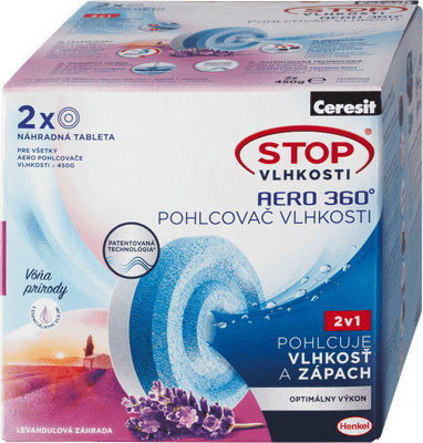 Ceresit STOP VLHKOSTI AERO 360° 2x450g náhradné tablety levanduľa