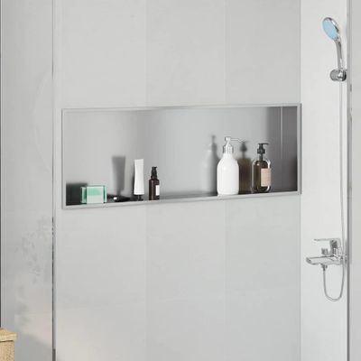 vidaXL Sprchový výklenok Strieborná 90 x 30 x 9,5 cm Nerezová oceľ