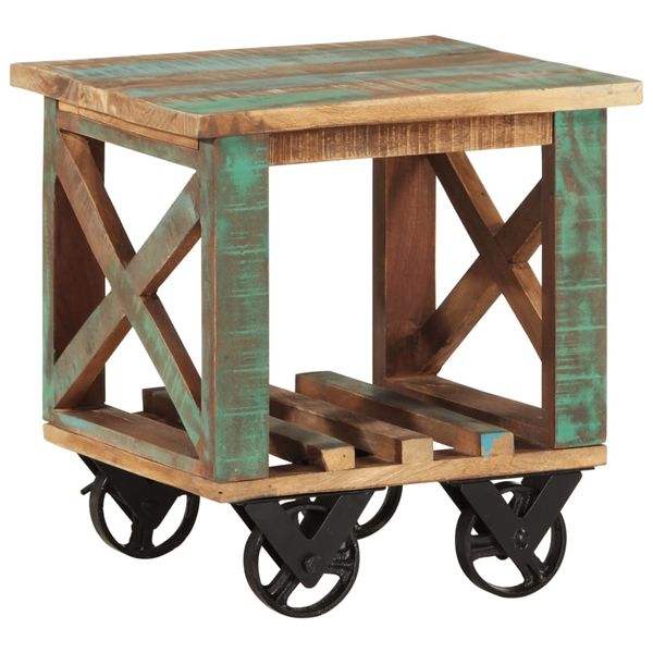 vidaXL Príručný stolík s kolieskami 40x40x42 cm recyklovaný masív
