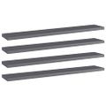 vidaXL Prídavné police 4 ks, lesklé sivé 60x10x1,5 cm, drevotrieska