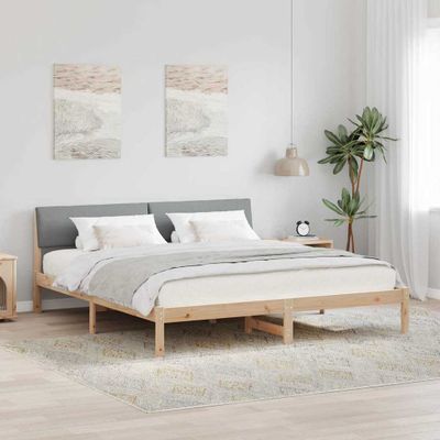 vidaXL Rám postele Hnedá a svetlo šedá 200 x 200 cm Borovicový masív