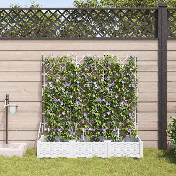 vidaXL Záhradný kvetináč 3 pcs Biely 120 x 40 x 126 cm Plast