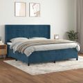 vidaXL Posteľný rám boxsping s matracom tmavomodrý 200x200 cm zamat