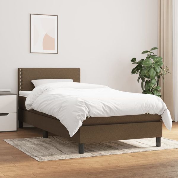 vidaXL Boxspring posteľ s matracom tmavohnedá 90x190 cm látka