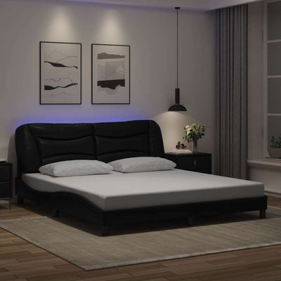 vidaXL Rám postele s LED bez matraca Hvar čierny 180x200 cm