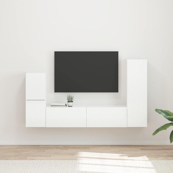 vidaXL Zostava TV skriniek 4 pcs Vysoký lesk bielej Kompozitné drevo
