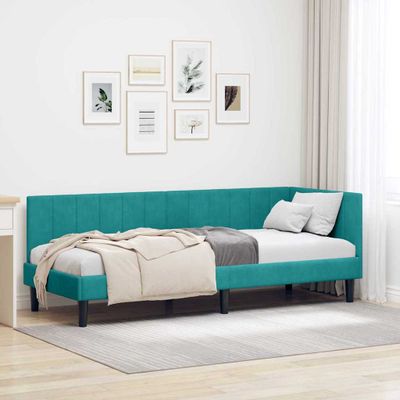 vidaXL Rohový rám postele Tyrkysová 80 cm x 200 cm Zamat