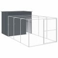 vidaXL Búda pre psa s výbehom antracitová 214x457x181 cm pozink. oceľ