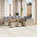 vidaXL Súprava záhradných pohoviek s vankúšom 13 pcs Béžová Poly ratan