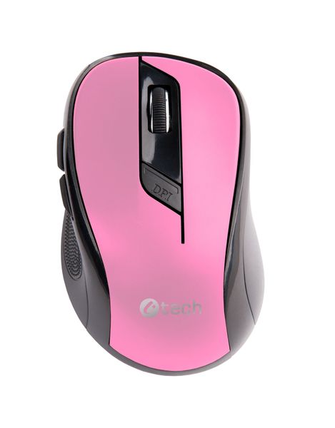Myš C-TECH WLM-02P, červeno-červená, bezdrôtová, 1600DPI, 6 tlačidiel, USB nano prijímač