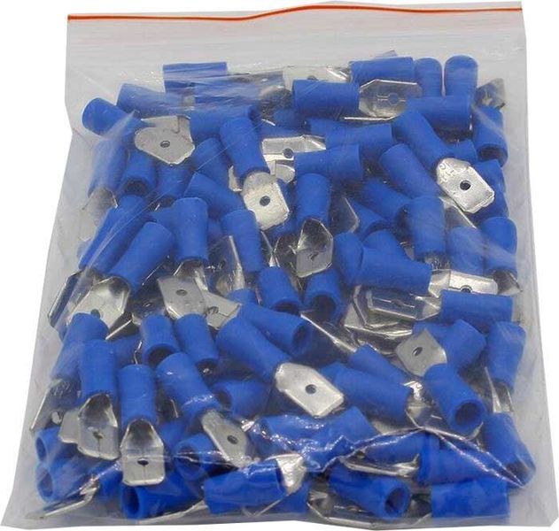 Faston-konektor 6,3 mm modrý pre kábel 1,5-2,5 mm², balenie 100 ks