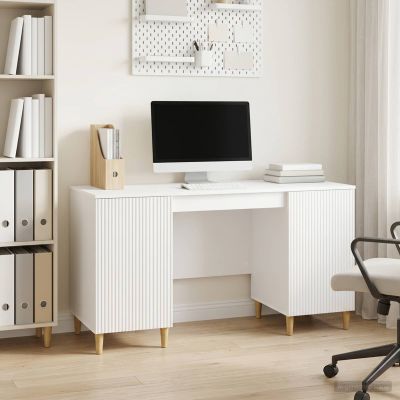 vidaXL Stôl Biela s vysokým leskom 142,5 x 50 x 75 cm Kompozitné drevo