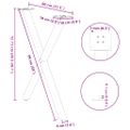 vidaXL Nohy k jedálenskému stolu v tvare X, 2 ks, antracitové, 80 x (72-73) cm, oceľ