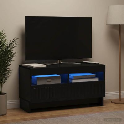 vidaXL LED TV kabinet Čierna Kompozitné drevo