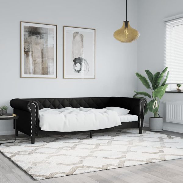 vidaXL Denná posteľ čierna 90x200 cm umelá koža