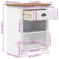 vidaXL Nočný stolík BODO hnedý 53x38,5x67 cm borovicový masív