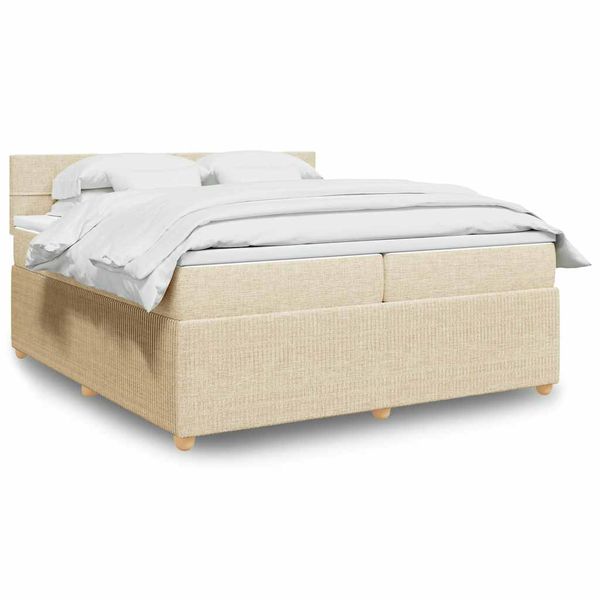 vidaXL Boxspring posteľ s matracom krémová 200x200 cm látka
