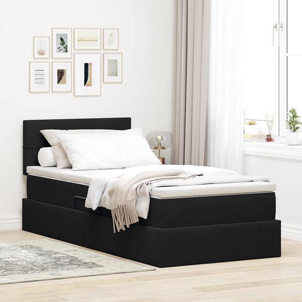 vidaXL Úložná posteľ s matracmi s úložiskom Čierna 90 x 200 cm Zamat